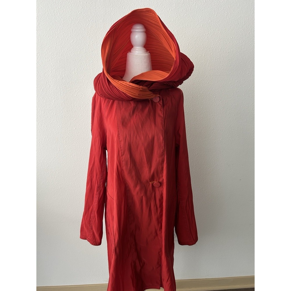 Mycra Pac Donatella Reversible Raincoat Swing Jacket Red Orange Retro Lagenlook